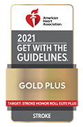 American Heart Association (AHA)/American Stroke Association’s (ASA) Get With The Guidelines®-Stroke Gold Plus Achievement Award with Target: StrokeSM Honor Roll Elite logo