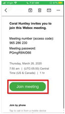 WebEx Meeting Step 1