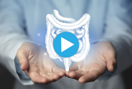 Open hands with a colon drawing